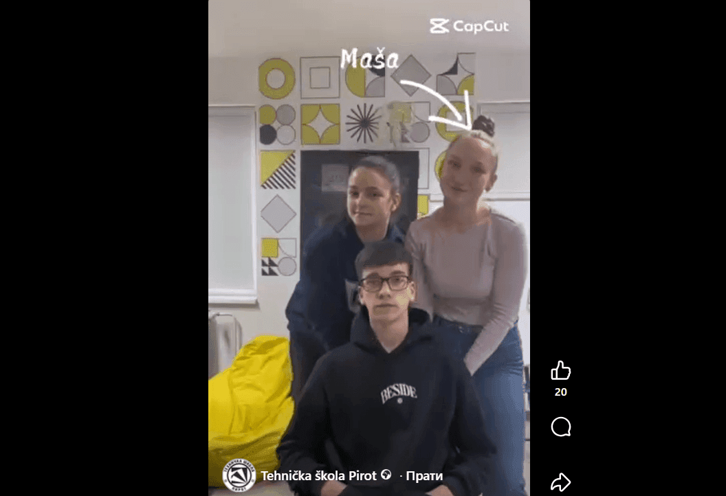 Наши ученици на конкурсу за Mejkers TikTok креаторе! Тим Маша,Јања и Влада.