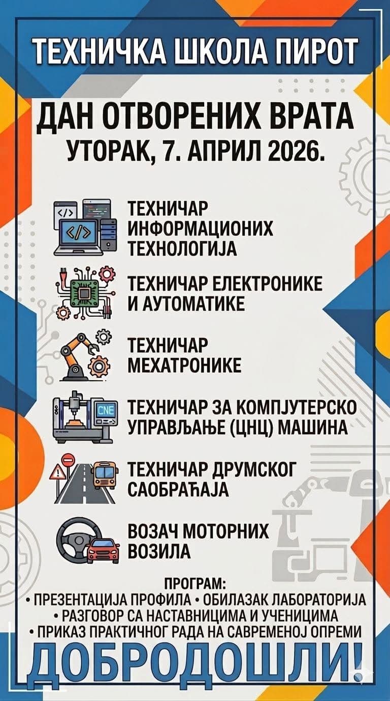 ДАН ОТВОРЕНИХ ВРАТА ТЕХНИЧКЕ ШКОЛЕ ПИРОТ