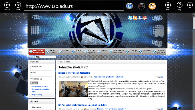 Maturski rad: Stojanović Nenad, IV-4 "Windows 8 Web browser"