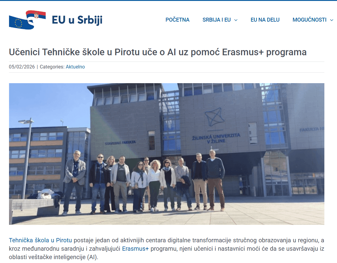 Техничка школа на сајту делегације ЕУ у Србији.