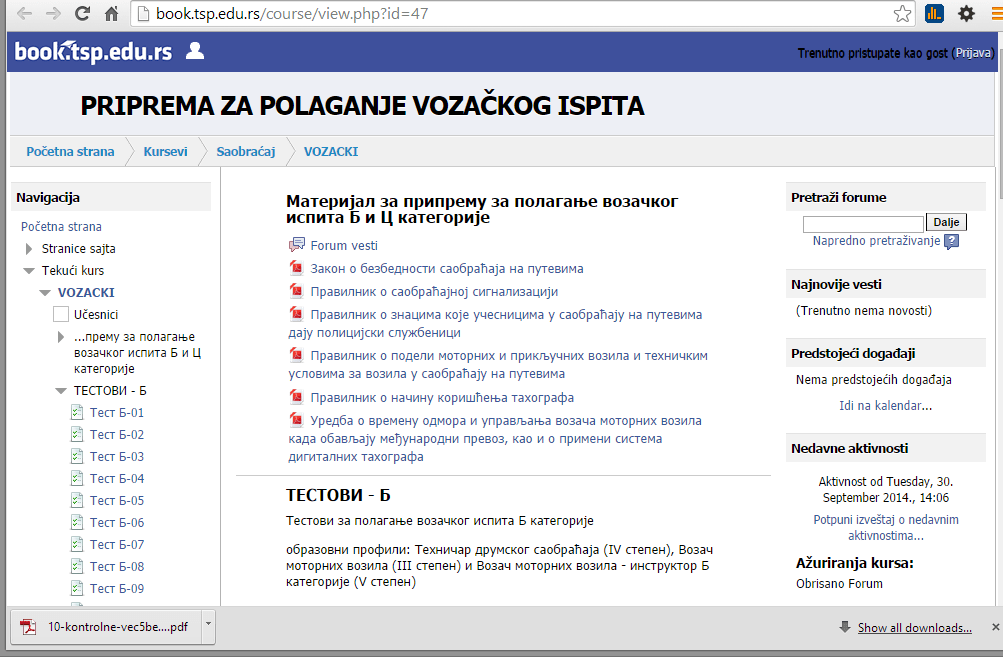 PRIPREMA ZA POLAGANJE VOZAČKOG ISPITA